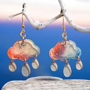 Rainy Day Dreams/ Handmade Resin Dangle Earrings